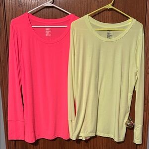 (2) Women's Long Sleeve Tops - Pink and Yellow